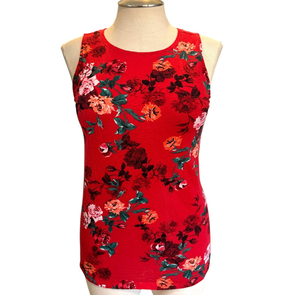 Torrid 1 (1x 14/16) Red Roses Floral Garden Heritage Slub Classic Fit Tank Top